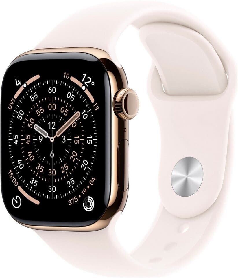 Apple Watch Series 11 5G 42 mm titane or/bracelet sport rose tendre M/L